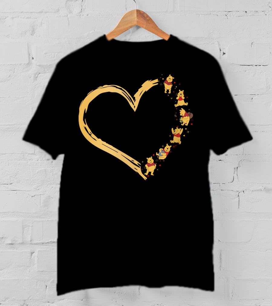 Winnie The Pooh Characters Heart-Shaped T-Shirt
