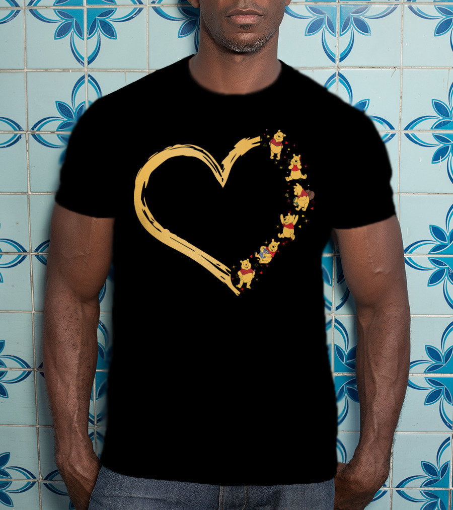 Winnie The Pooh Characters Heart-Shaped T-Shirt