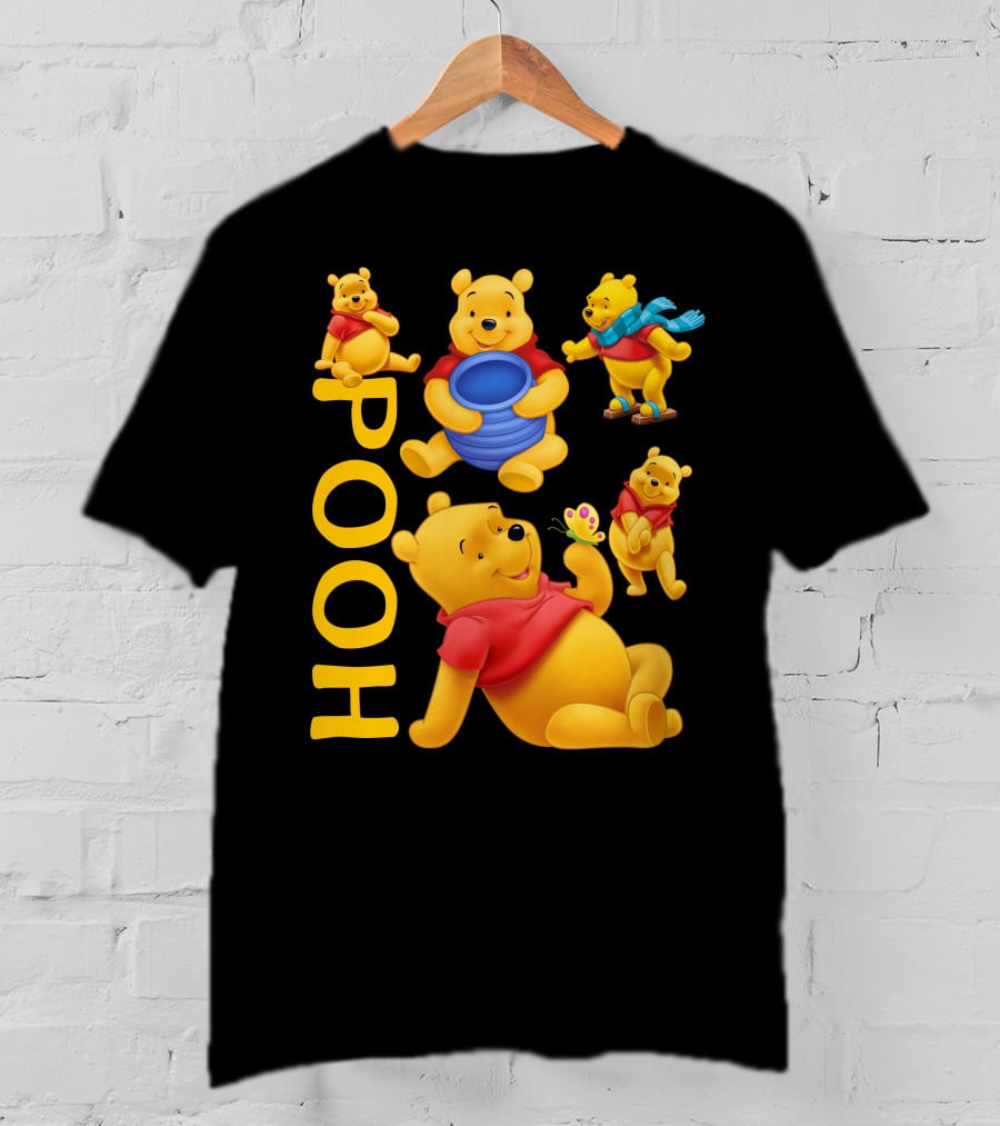 Pooh With Honey Pot And Playful Poses T-Shirt