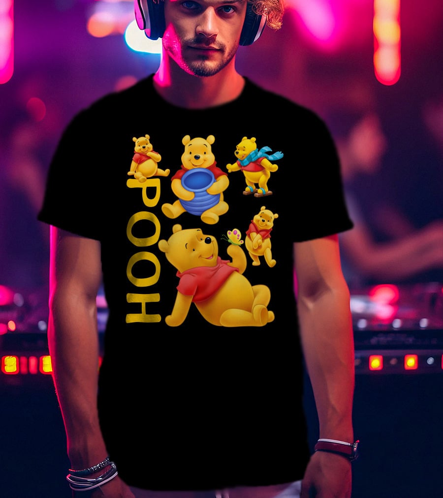 Pooh With Honey Pot And Playful Poses T-Shirt