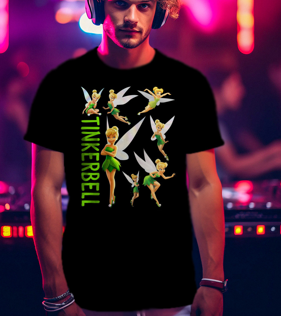Tinker Bell Fairies In Action With Wings And Green Dress T-Shirt