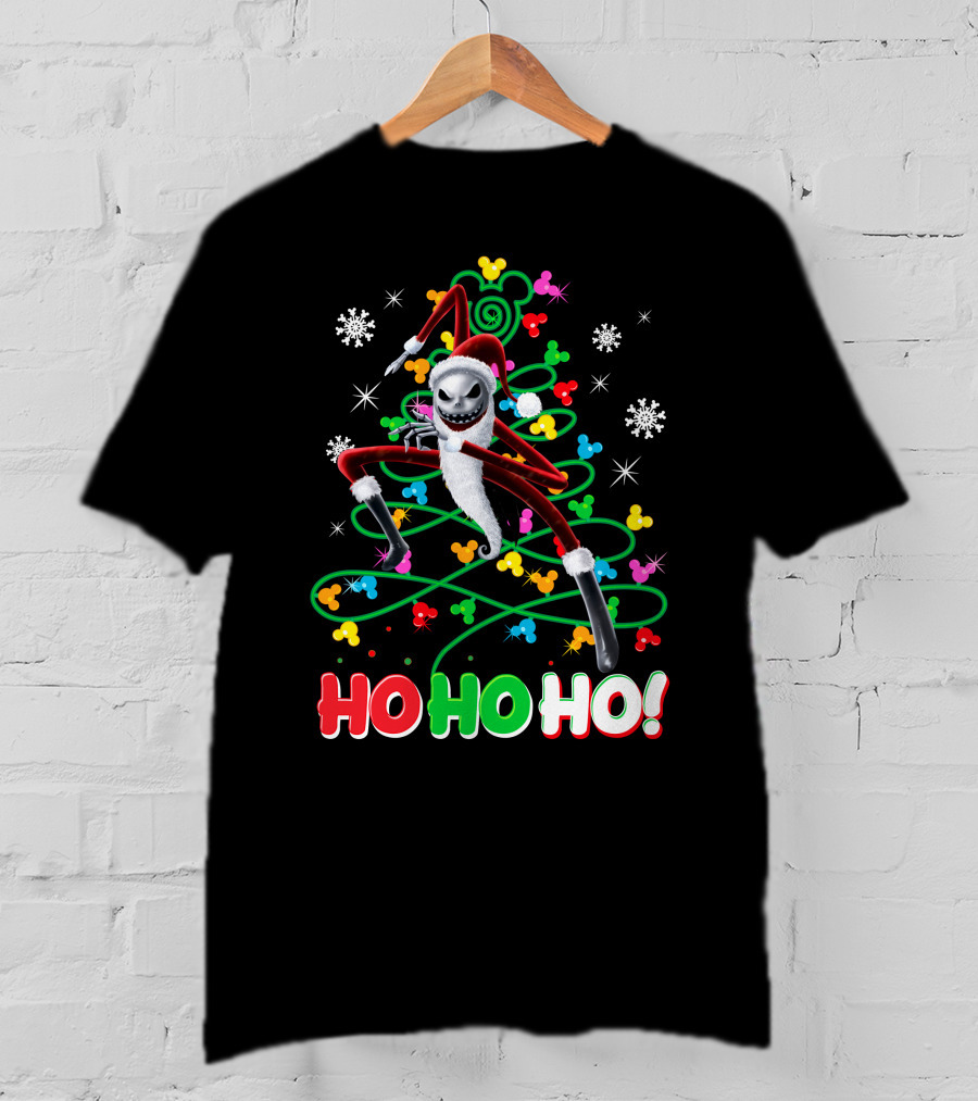 Jack Skellington Christmas Ho Ho Ho Santa Costume Snowflakes Disney Holiday T-Shirt