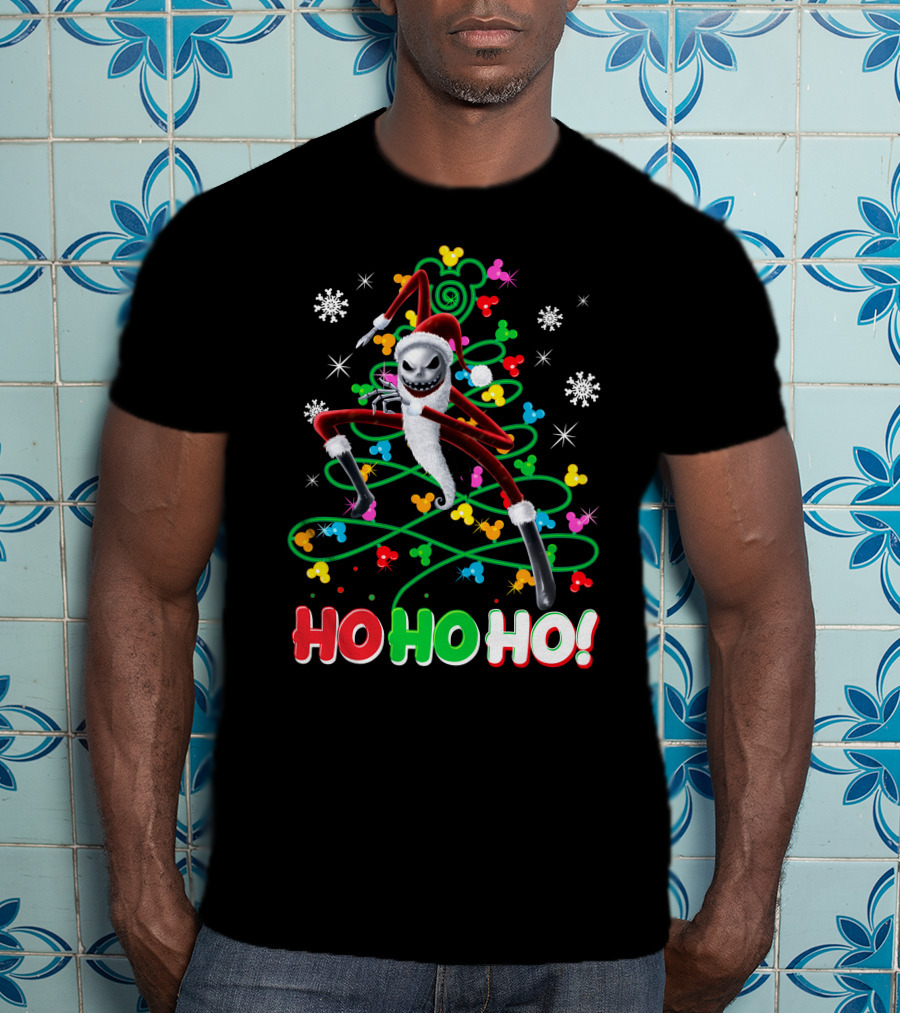 Jack Skellington Christmas Ho Ho Ho Santa Costume Snowflakes Disney Holiday T-Shirt