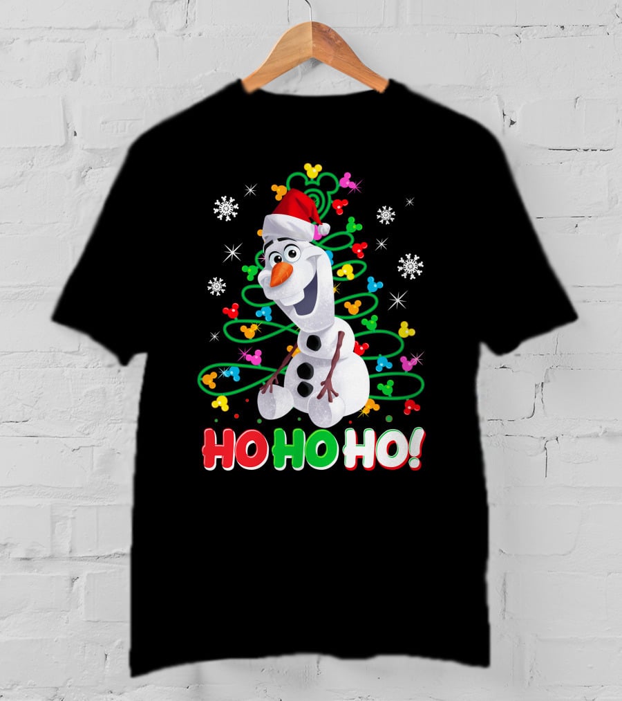 Olaf Christmas Santa Hat Snowflakes Ho Ho Ho Disney Frozen T-Shirt