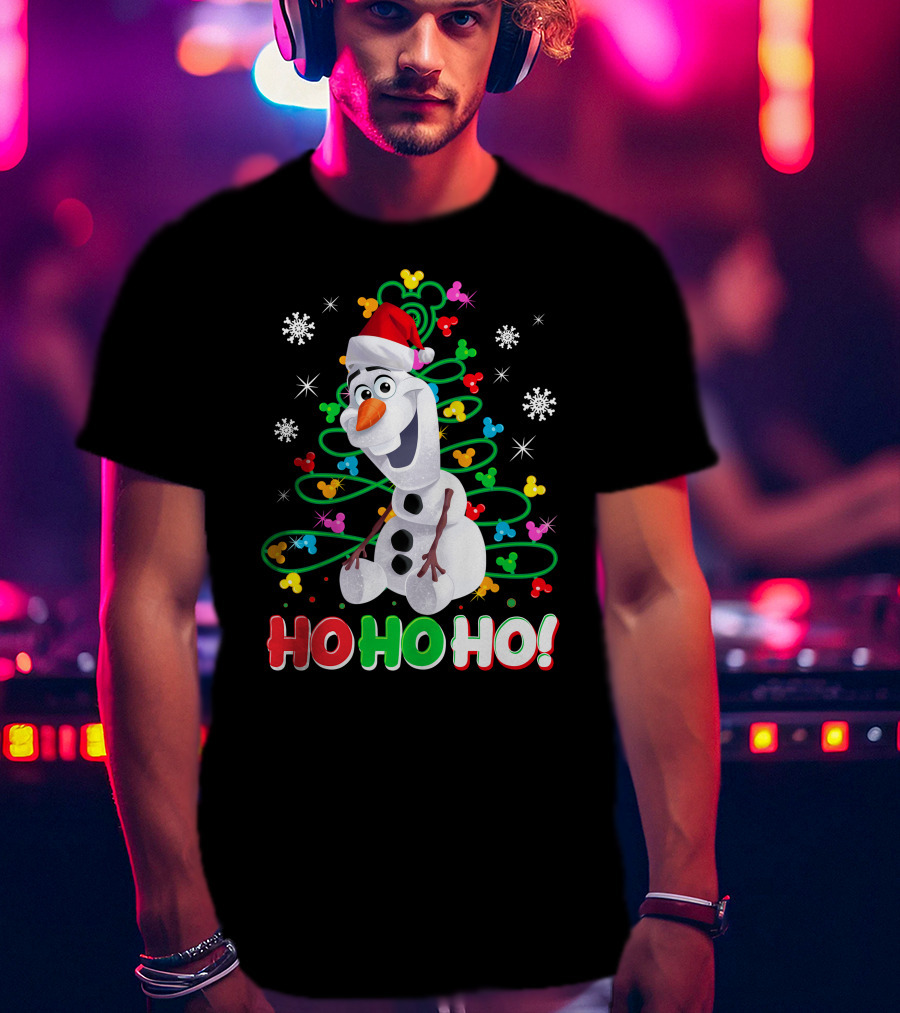 Olaf Christmas Santa Hat Snowflakes Ho Ho Ho Disney Frozen T-Shirt