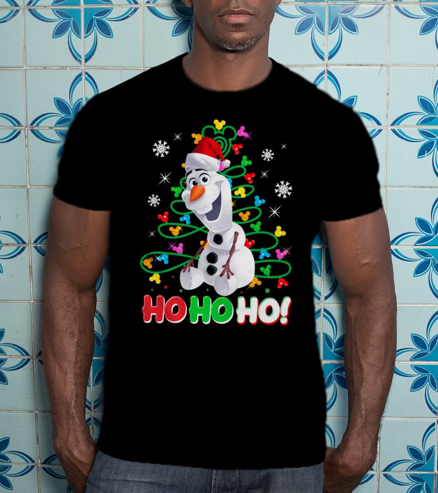 Olaf Christmas Santa Hat Snowflakes Ho Ho Ho Disney Frozen T-Shirt