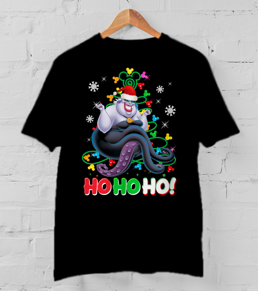 Ursula Christmas Ho Ho Ho Santa Hat Snowflakes T-Shirt