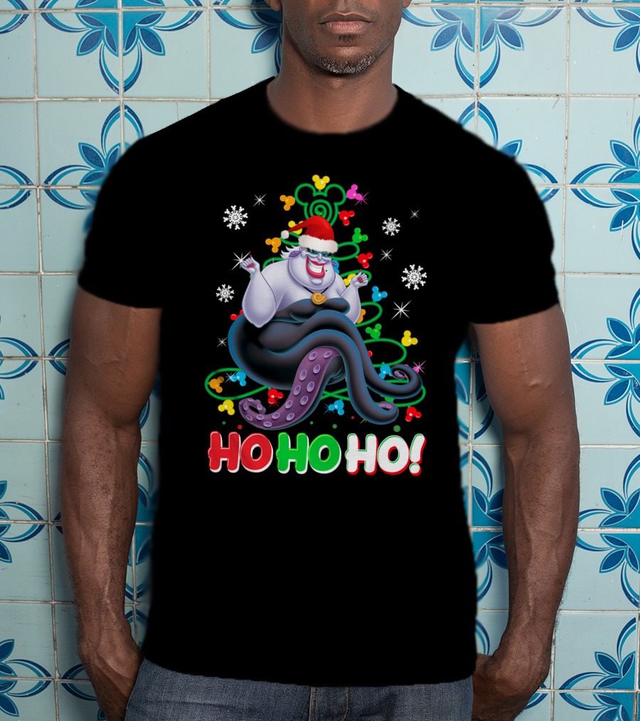 Ursula Christmas Ho Ho Ho Santa Hat Snowflakes T-Shirt