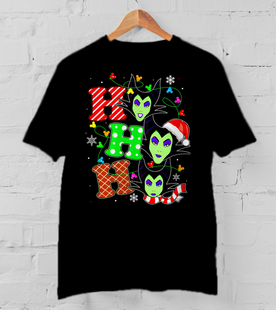 Maleficent Holiday Ho Ho Ho Christmas Disney Villain Santa Hat T-Shirt
