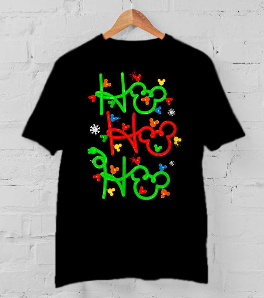 Ho Ho Ho Mickey Head Christmas Lights T-Shirt
