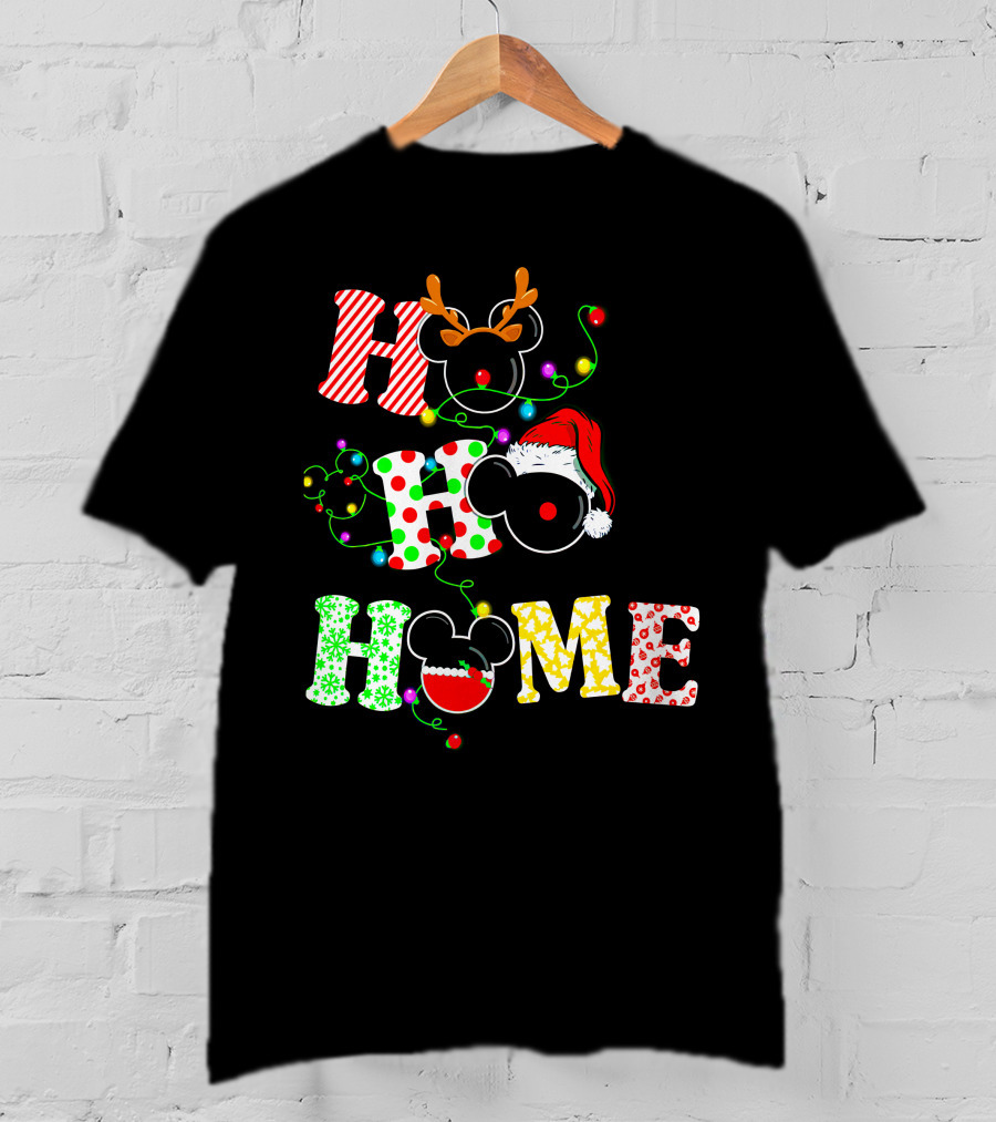 Ho Ho Ho Me Mickey Head Christmas Lights T-Shirt