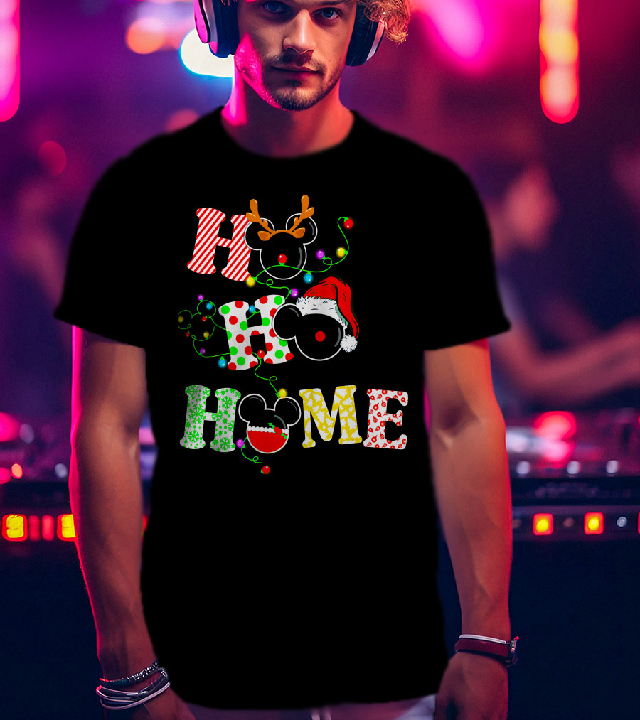 Ho Ho Ho Me Mickey Head Christmas Lights T-Shirt