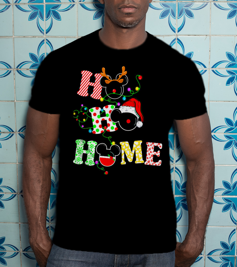 Ho Ho Ho Me Mickey Head Christmas Lights T-Shirt