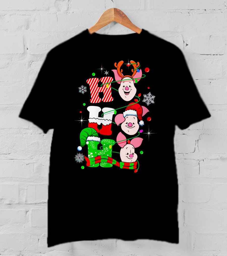 Holiday Piglet H O H Christmas Cheer T-Shirt