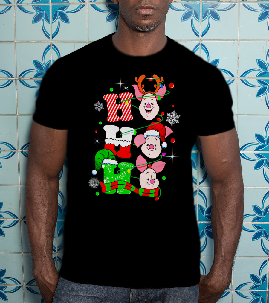 Holiday Piglet H O H Christmas Cheer T-Shirt