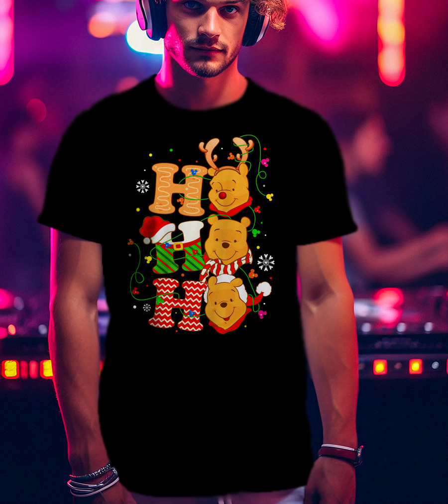 Ho Ho Ho Pooh Christmas Holiday Theme T-Shirt