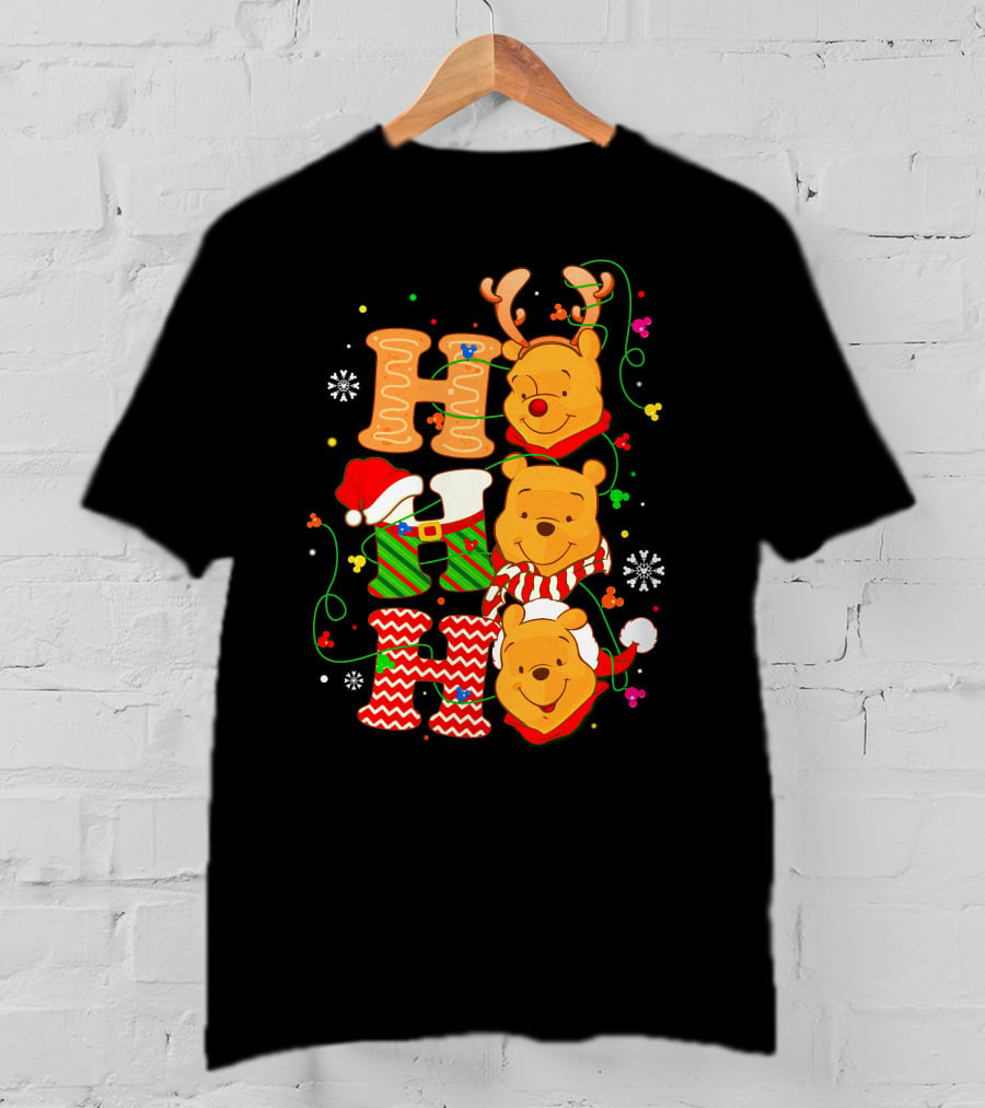 Ho Ho Ho Pooh Bear Christmas Holiday Cheer T-Shirt