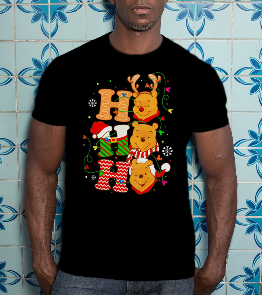 Ho Ho Ho Pooh Bear Christmas Holiday Cheer T-Shirt