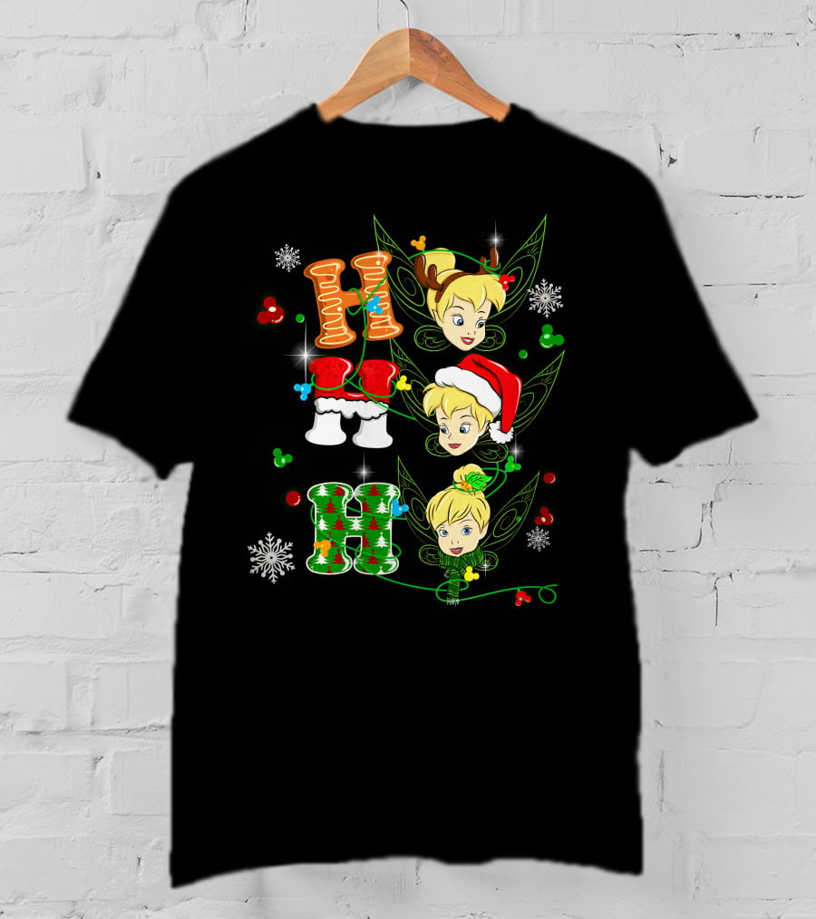 Tinker Bell Christmas Holiday Cheer With Gingerbread And Santa Hats T-Shirt