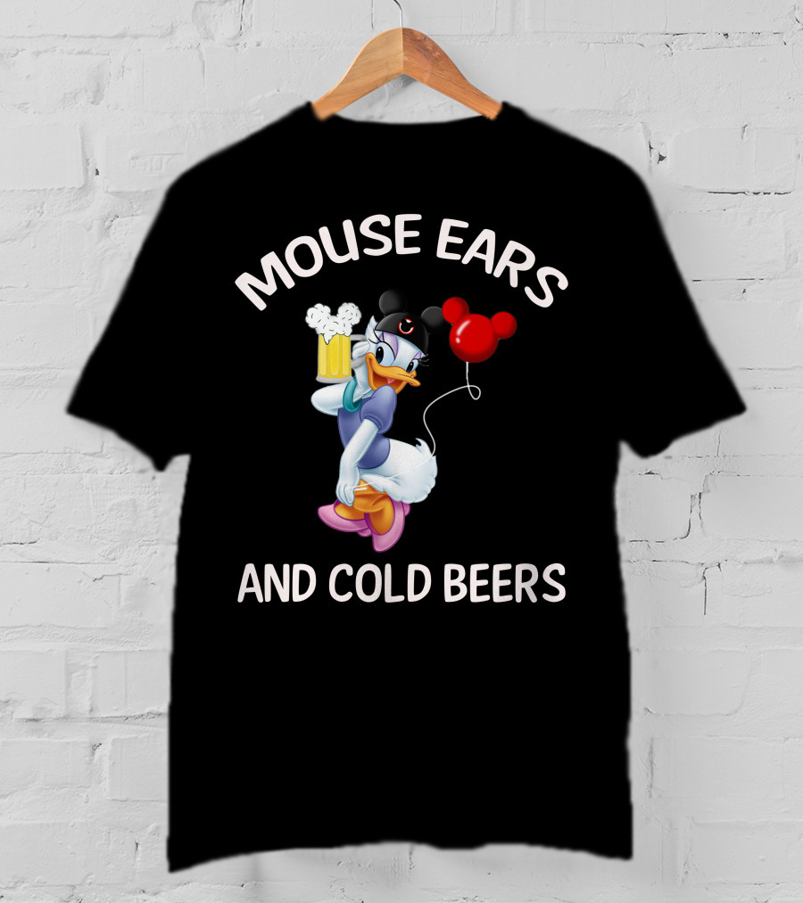 Mouse Ears And Cold Beers Daisy Duck Balloon And Beer Cartoon T-Shirt