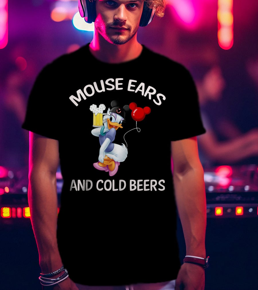 Mouse Ears And Cold Beers Daisy Duck Balloon And Beer Cartoon T-Shirt