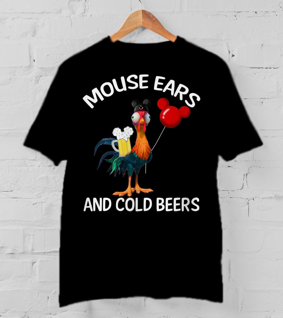 Mouse Ears And Cold Beers Heihei Balloon Beer Rooster T-Shirt