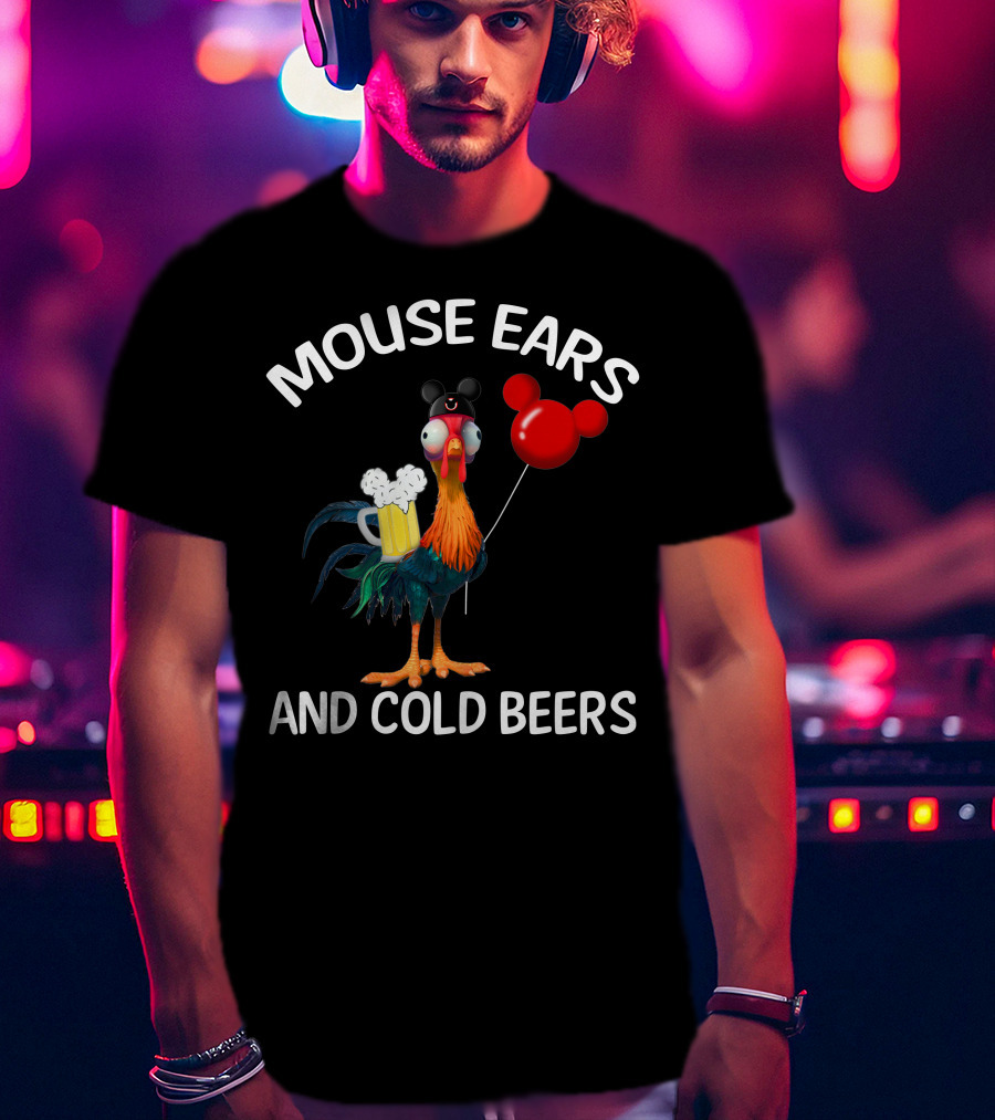 Mouse Ears And Cold Beers Heihei Balloon Beer Rooster T-Shirt