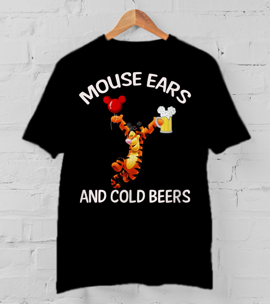 Mouse Ears And Cold Beers Tigger Balloon And Beer Mug T-Shirt