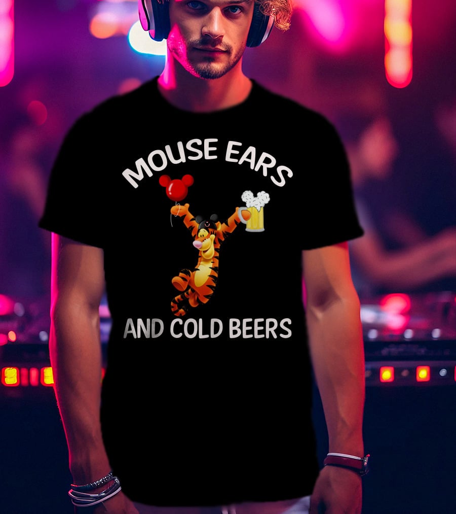 Mouse Ears And Cold Beers Tigger Balloon And Beer Mug T-Shirt