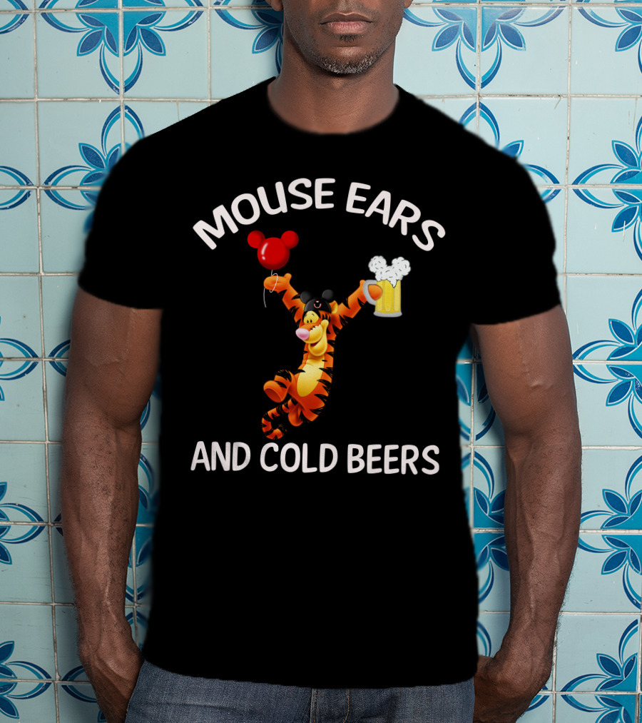 Mouse Ears And Cold Beers Tigger Balloon And Beer Mug T-Shirt
