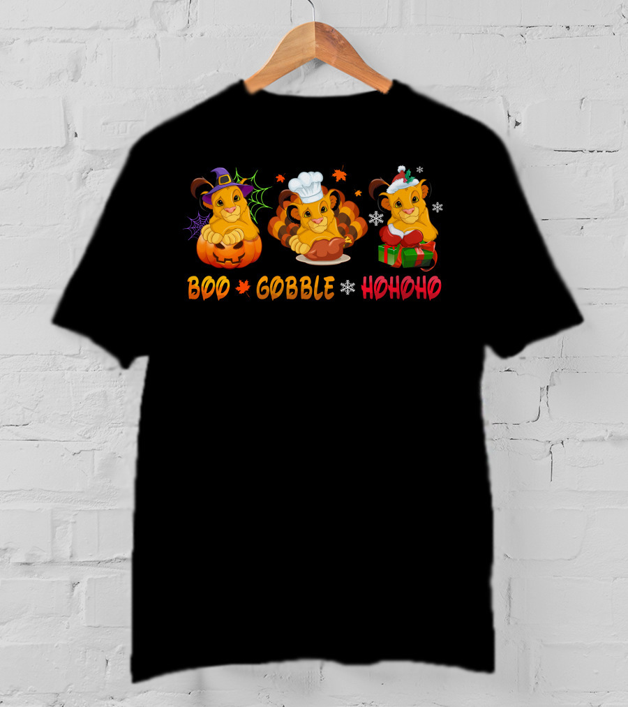 Boo Gobble Hohoho Lion Cub Holidays T-Shirt