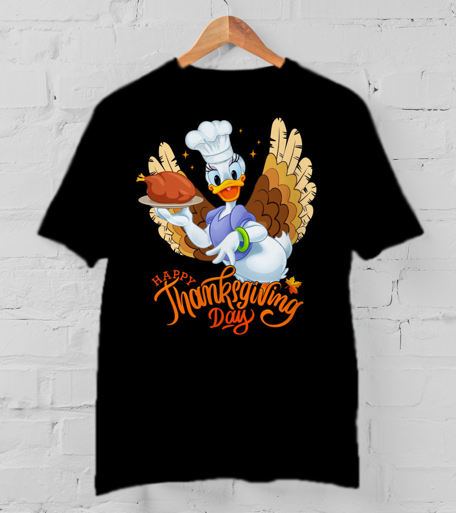 Happy Thanksgiving Day Daisy Duck Turkey Chef T-Shirt
