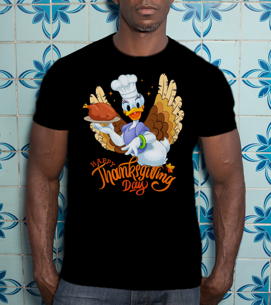 Happy Thanksgiving Day Daisy Duck Turkey Chef T-Shirt