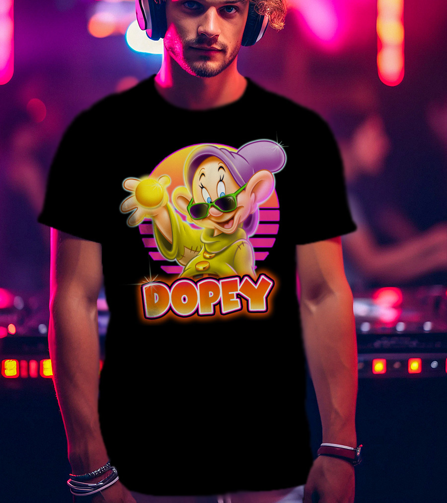 Dopey Retro Sunglasses Glow Neon Style T-Shirt