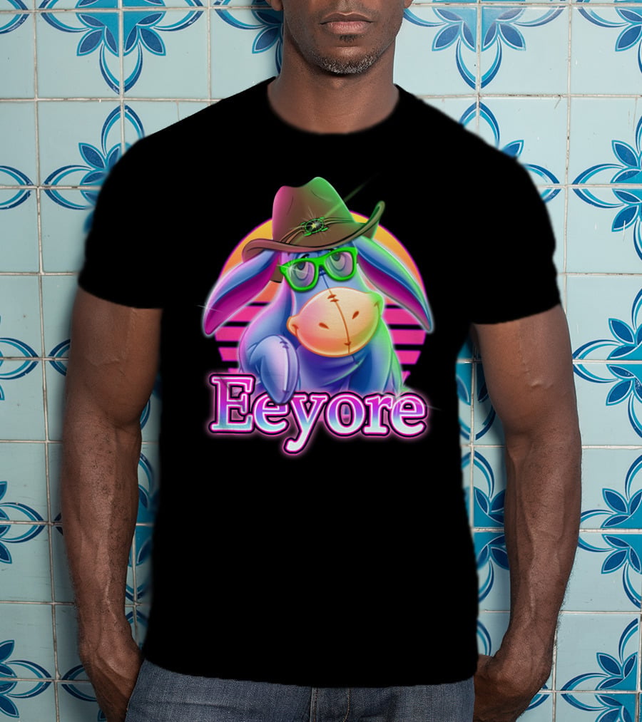 Eeyore Cowboy Hat Neon Retro Glasses Style T-Shirt