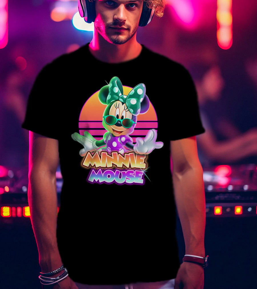 Minnie Mouse Retro Sunset Neon Style T-Shirt