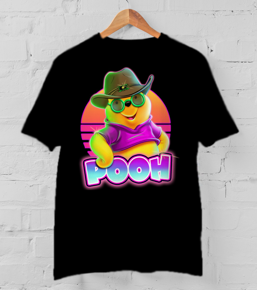 Pooh Retro Cool Style With Hat And Sunglasses T-Shirt