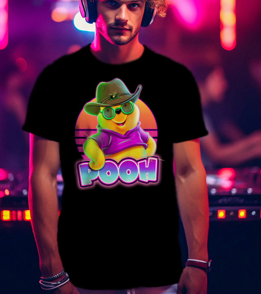 Pooh Retro Cool Style With Hat And Sunglasses T-Shirt