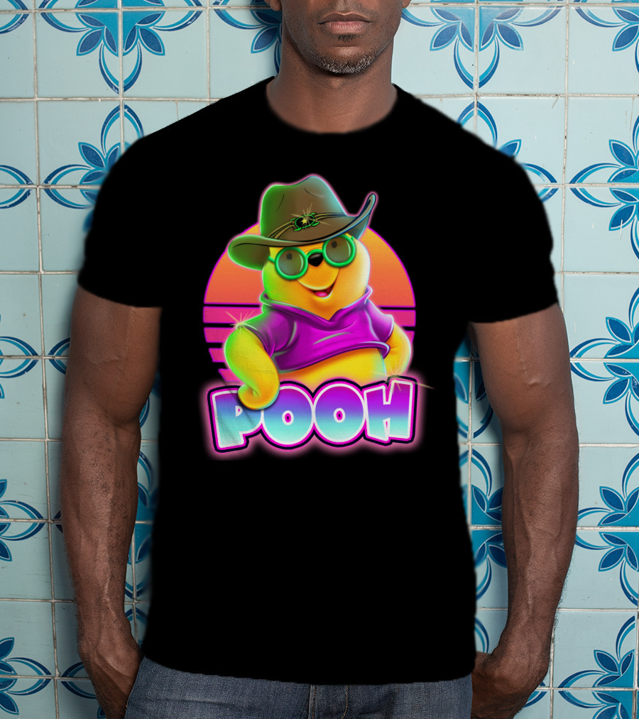 Pooh Retro Cool Style With Hat And Sunglasses T-Shirt