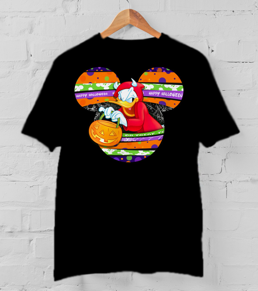 Happy Halloween Trick Or Treat Donald Duck Mickey T-Shirt