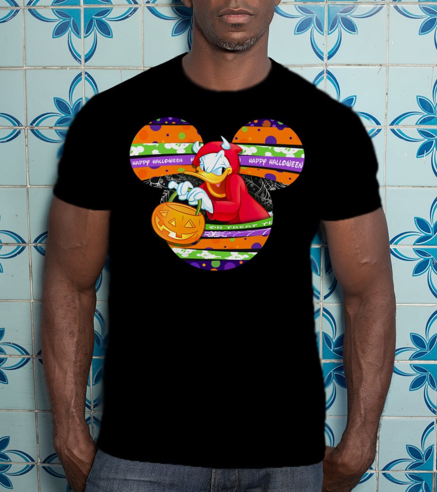 Happy Halloween Trick Or Treat Donald Duck Mickey T-Shirt