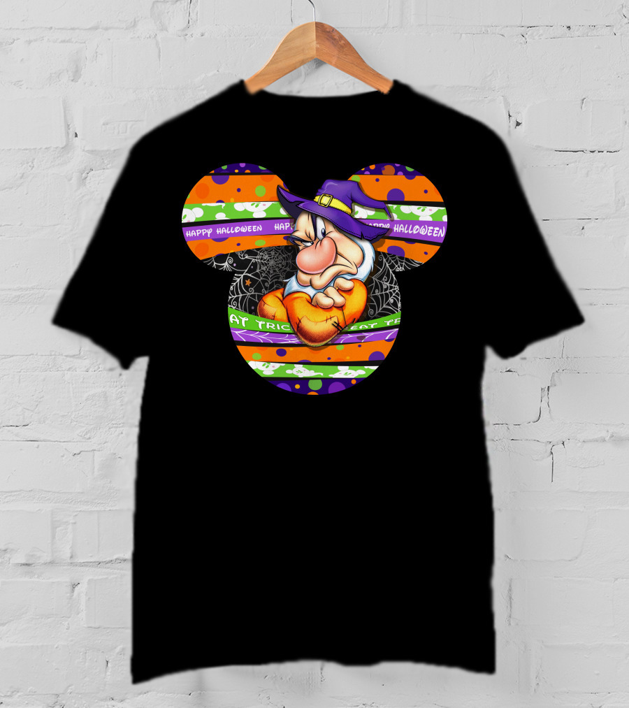 Grumpy Mickey Mouse Ears Happy Halloween Trick Or Treat T-Shirt
