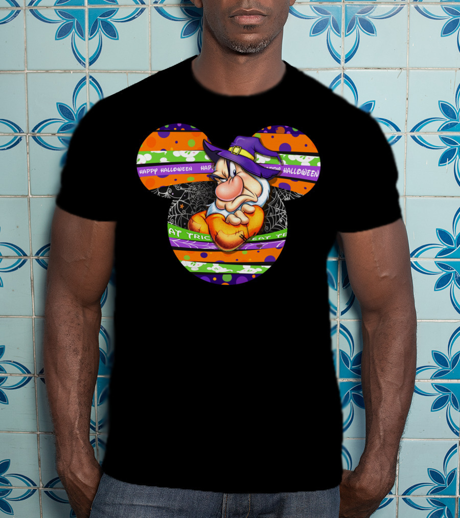 Grumpy Mickey Mouse Ears Happy Halloween Trick Or Treat T-Shirt