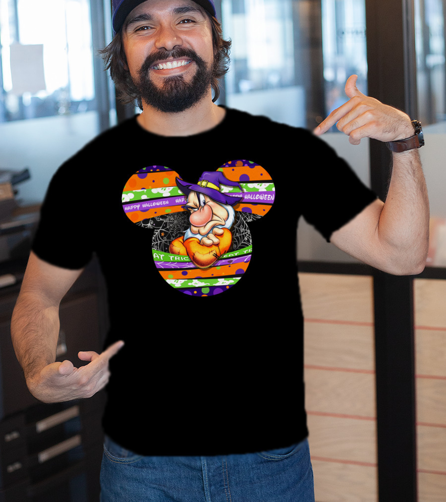 Grumpy Mickey Mouse Ears Happy Halloween Trick Or Treat T-Shirt