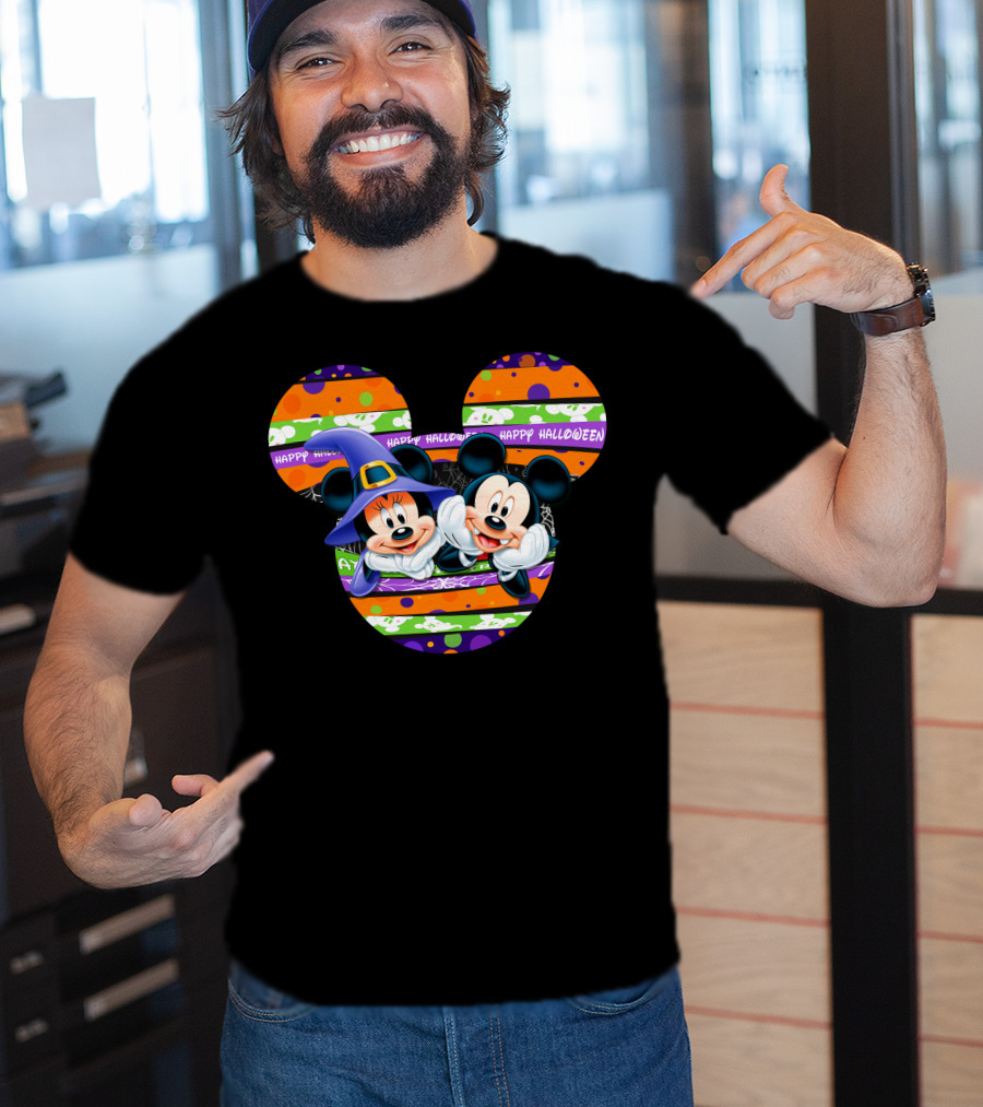 Mickey And Minnie Happy Halloween Halloween Pumpkin T-Shirt