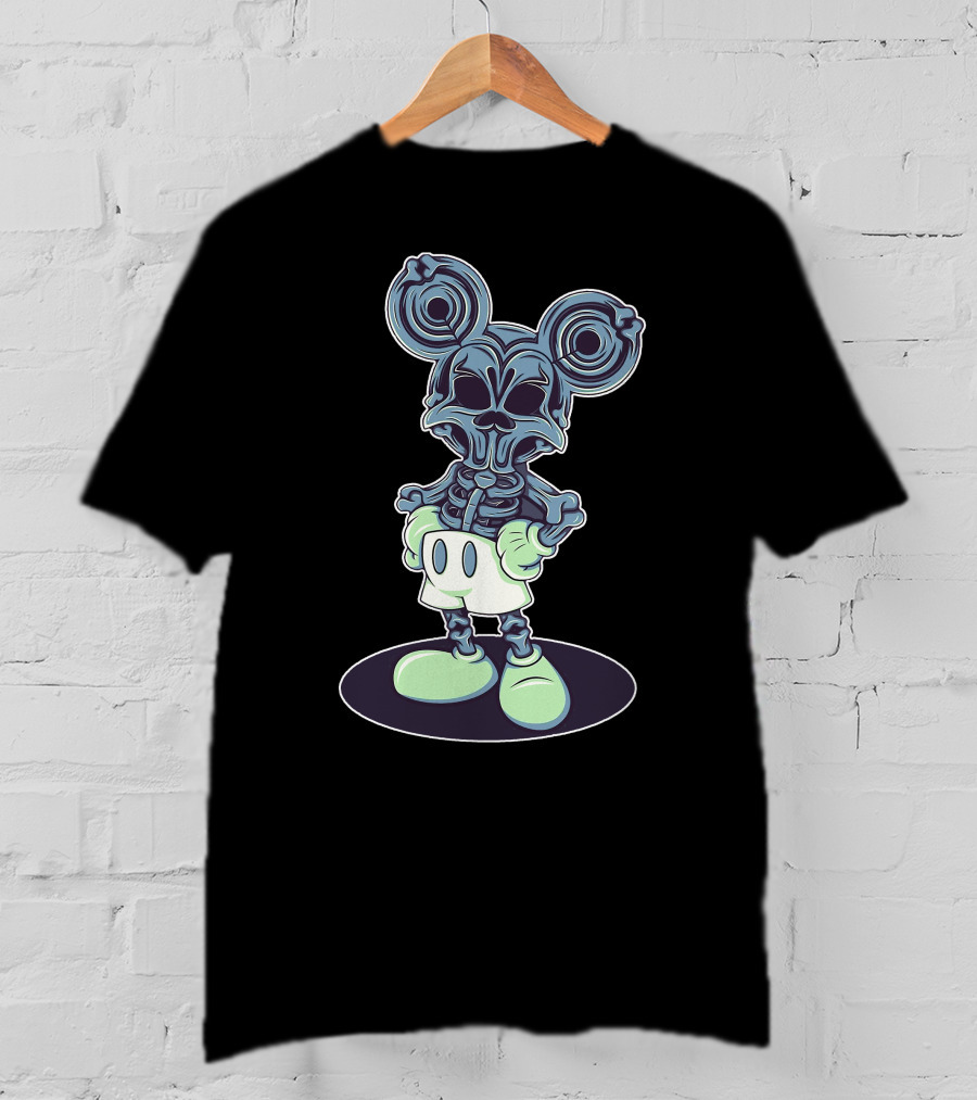 Halloween Creepy Skeleton Mouse Character T-Shirt