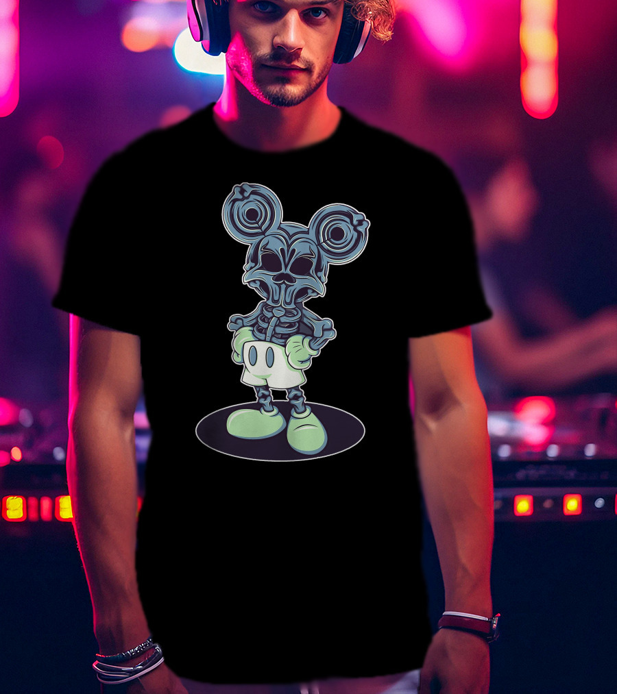 Halloween Creepy Skeleton Mouse Character T-Shirt