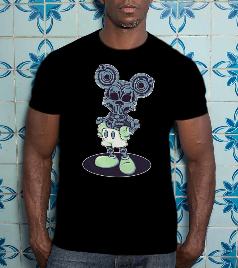 Halloween Creepy Skeleton Mouse Character T-Shirt
