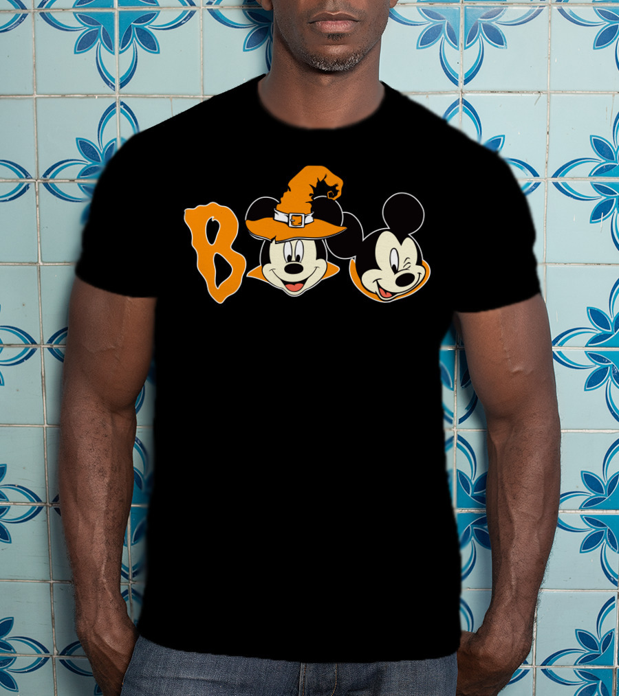 Boo Halloween Mickey Mouse Witch Hat T-Shirt