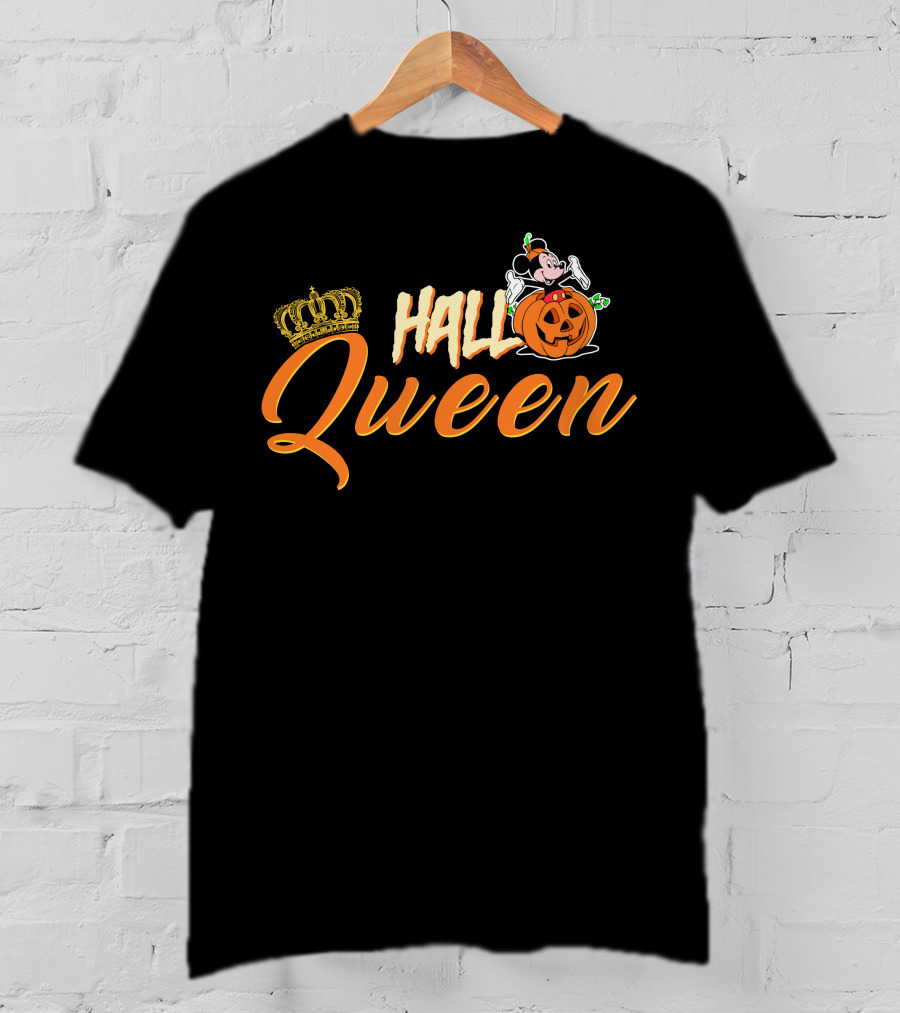 Hall Queen Crown Pumpkin Skeleton Halloween T-Shirt